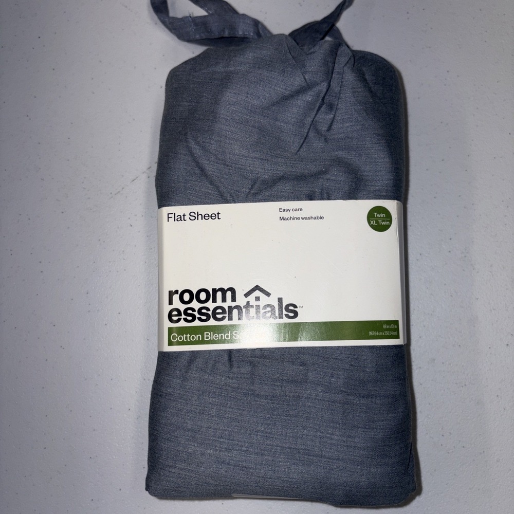 Room Essentials Easy Care Cotton Blend Sateen Flat Sheet Twin (XL) NWT